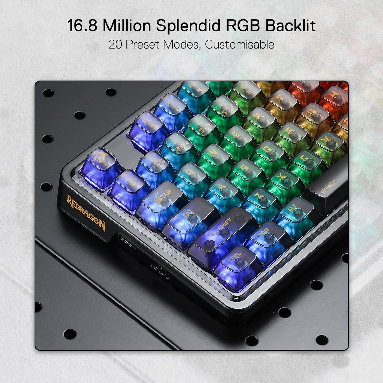 Teclado Mecánico Inalámbrico Redragon K649 PRO 82 Teclas RGB