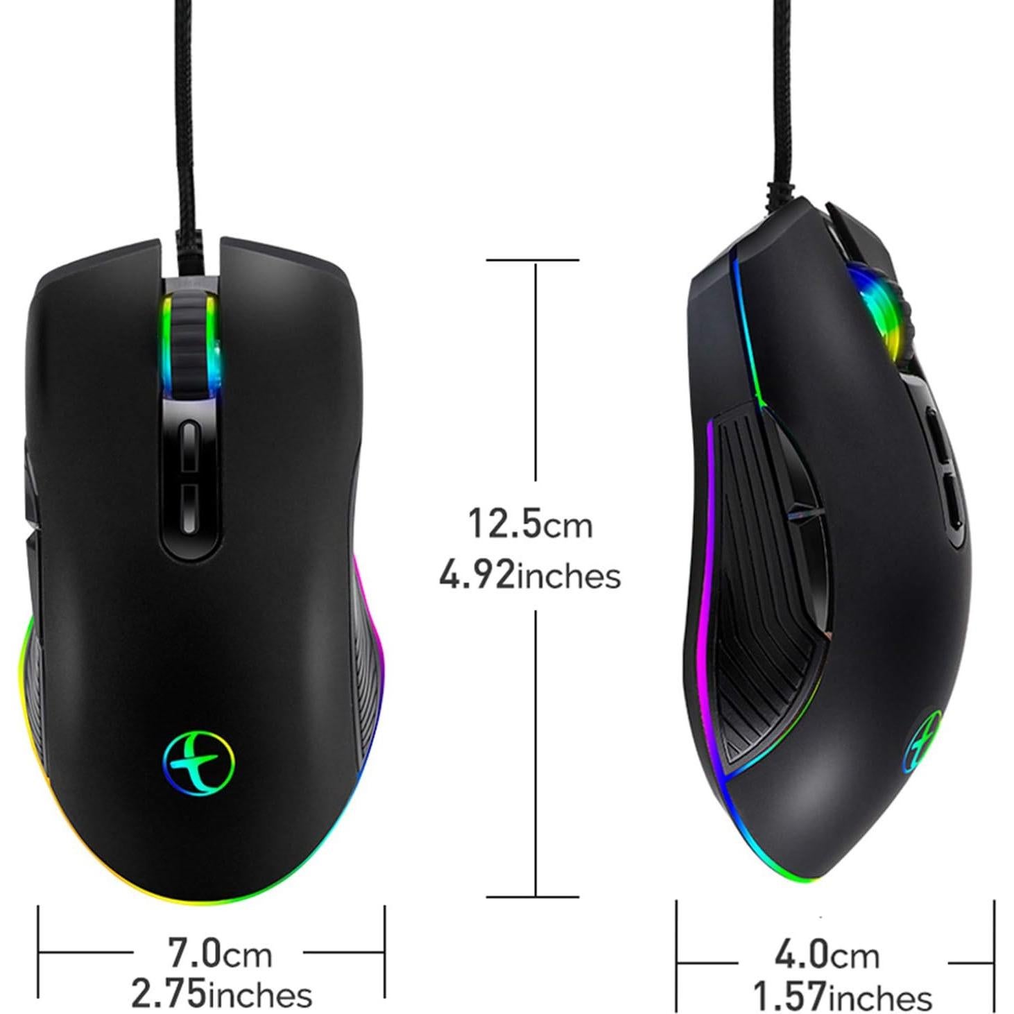 Ratón Gaming IULONEE USB C Ergonómico 3200 DPI RGB Negro