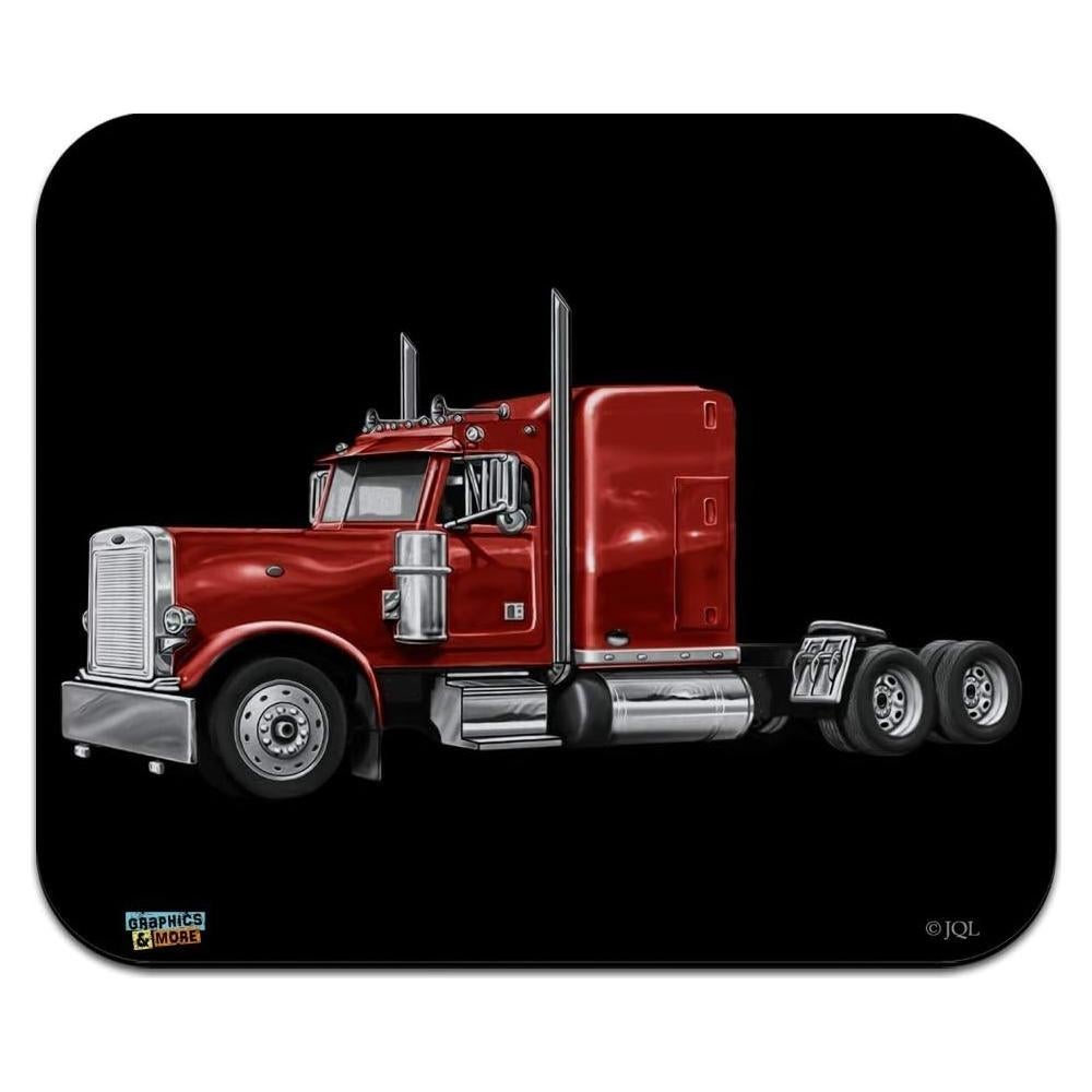 Semi Tractor Trailer Truck Trucker Low Profile Thin Mouse Pad Mousepad