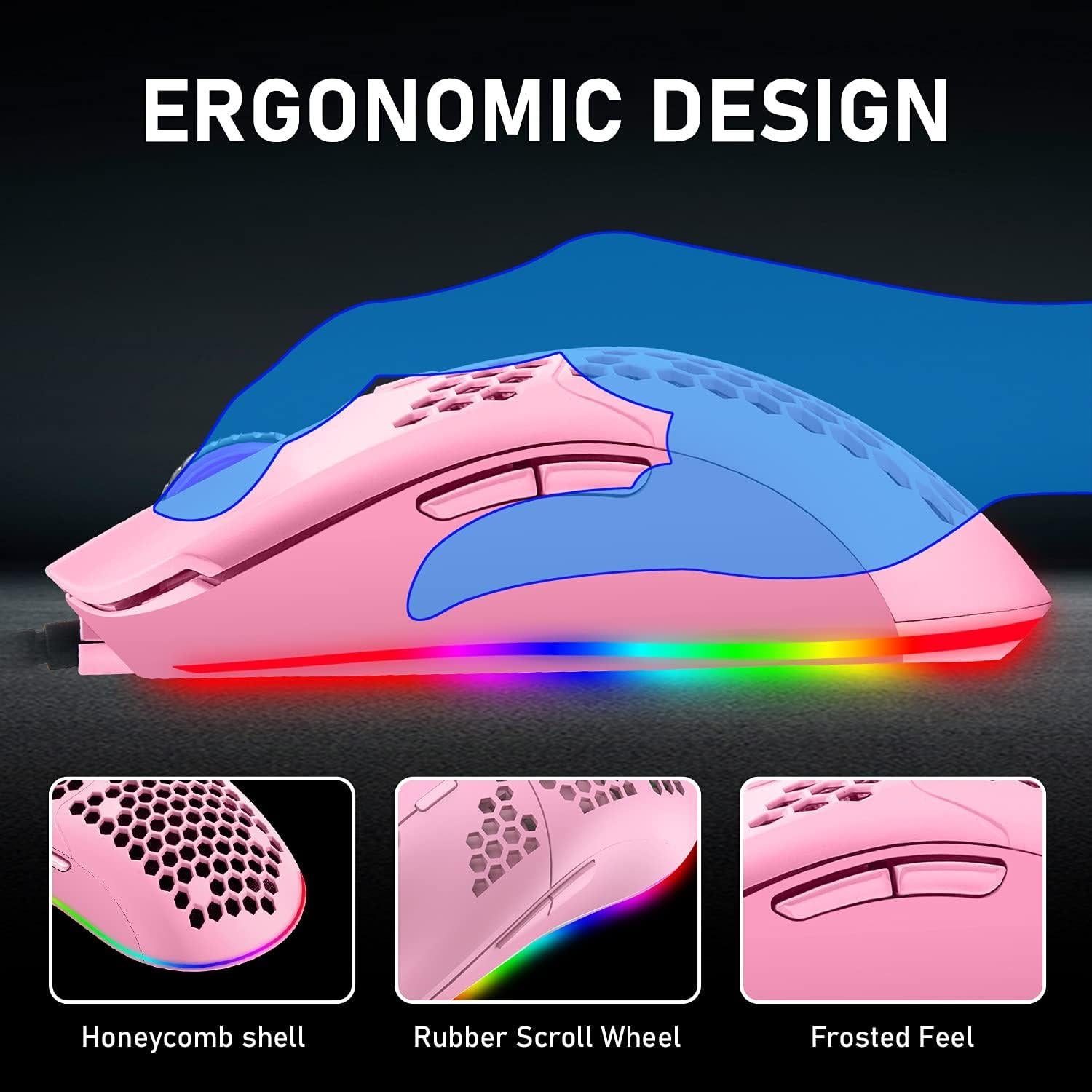 Teclado Mecánico Gaming LexonElec 60% Rosa Interruptor Azul