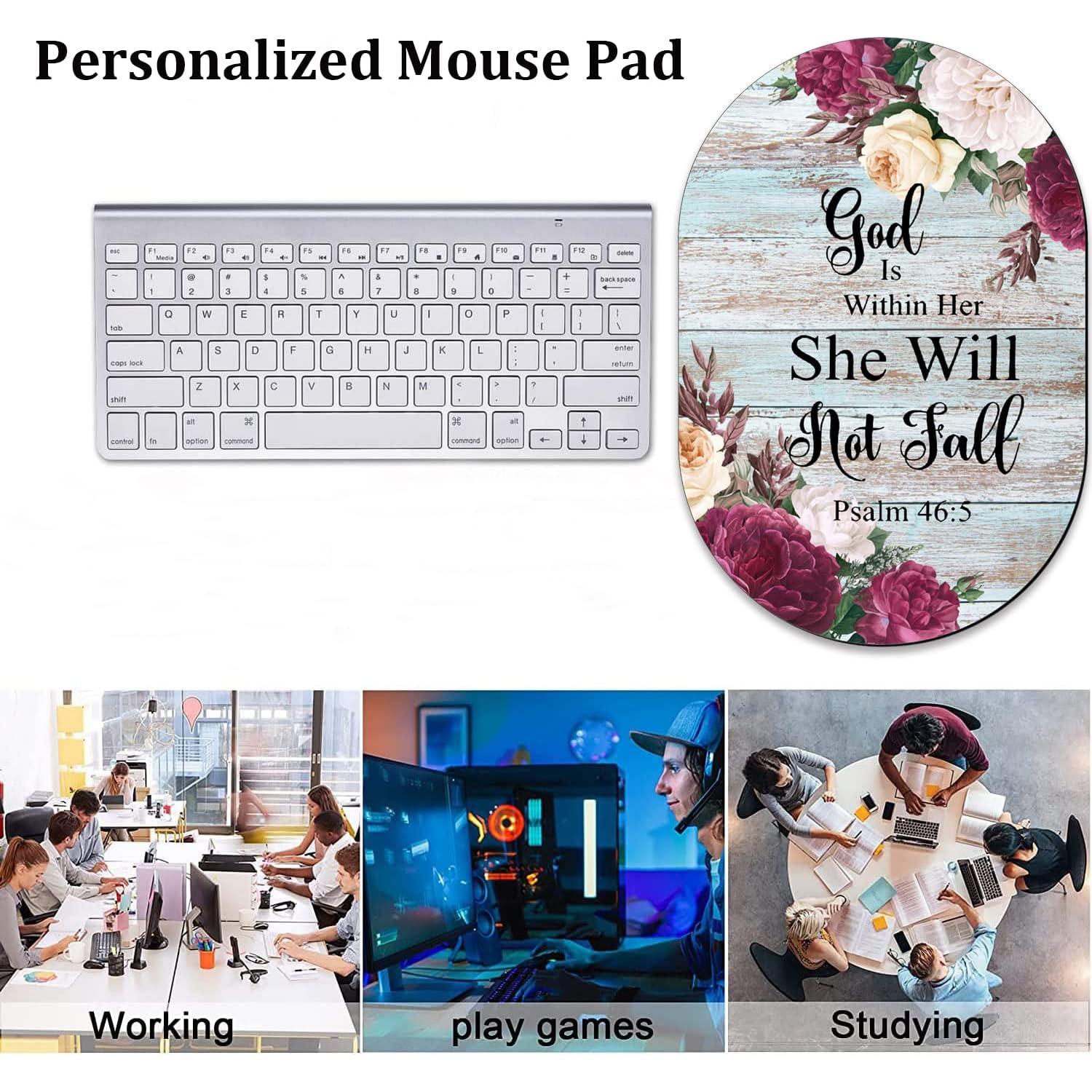 Alfombrilla de Ratón VSHSEEOM Ovalada con Posavasos - Diseño Salmo 46-5