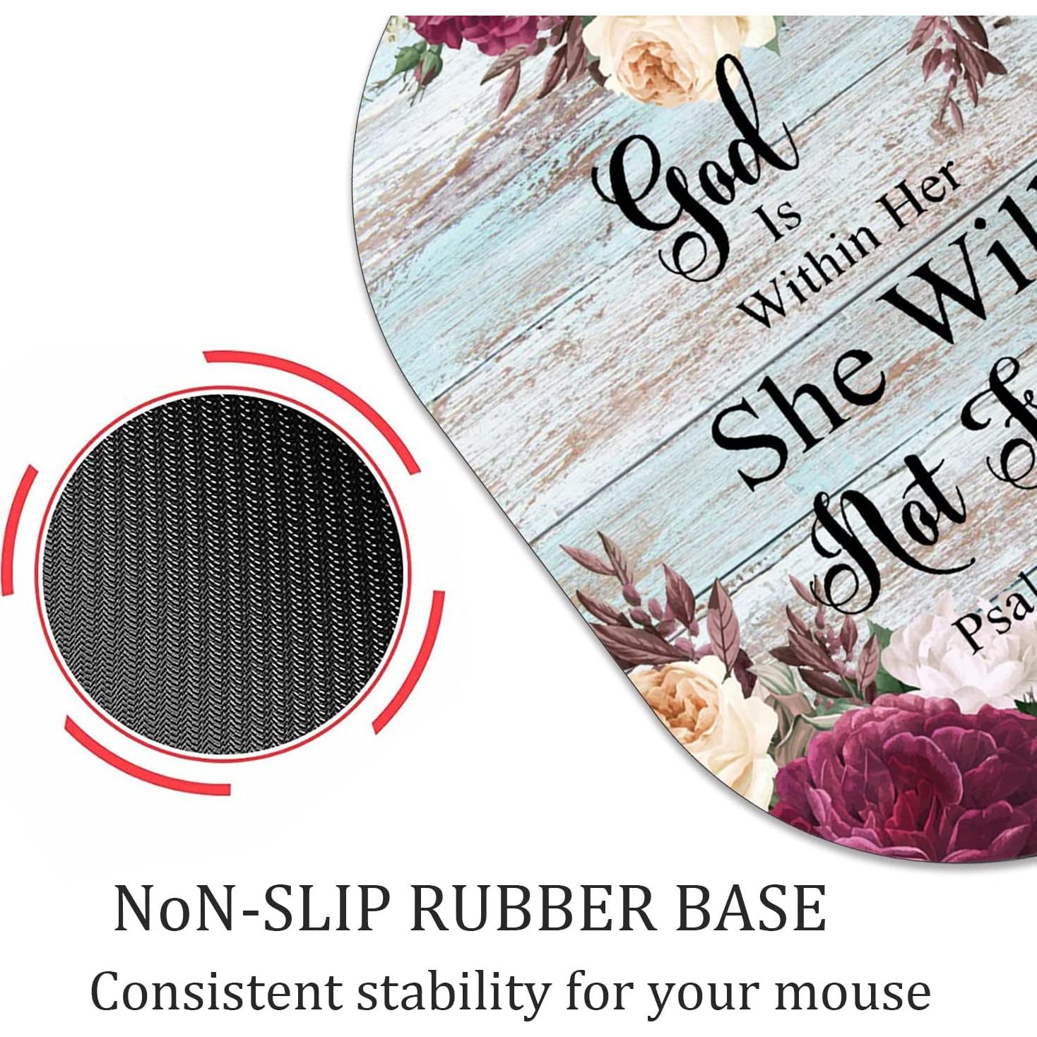 Alfombrilla de Ratón VSHSEEOM Ovalada con Posavasos - Diseño Salmo 46-5