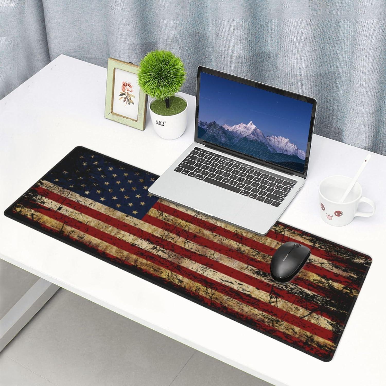 Alfombrilla de Ratón Giinly Bandera Americana 80x30cm Antideslizante