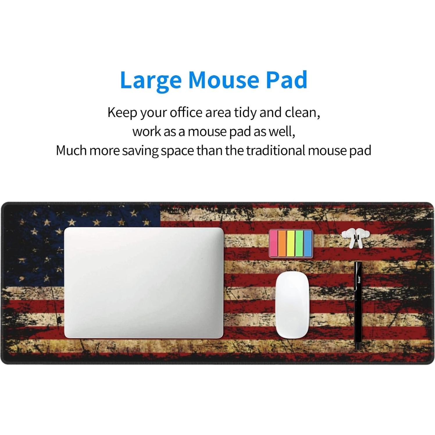 Alfombrilla de Ratón Giinly Bandera Americana 80x30cm Antideslizante