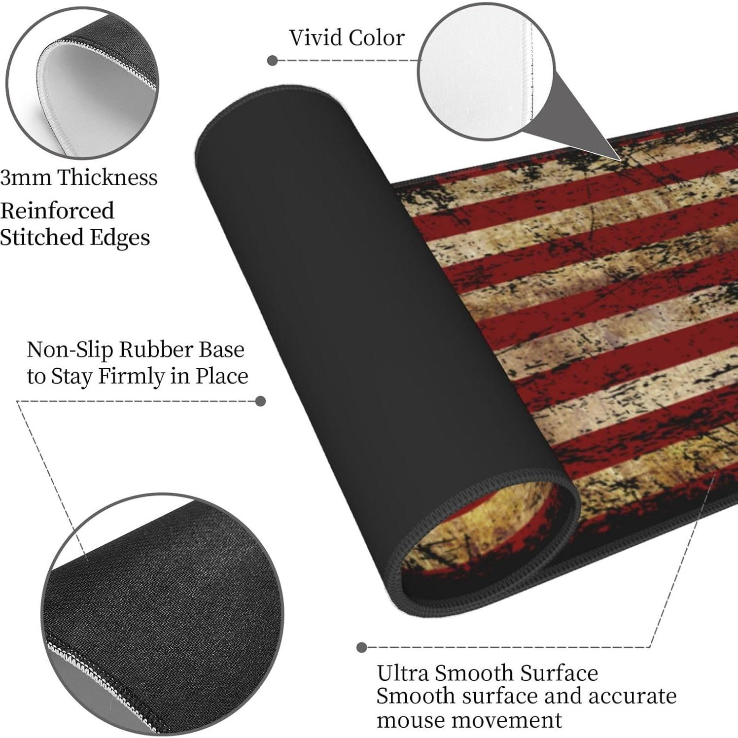 Alfombrilla de Ratón Giinly Bandera Americana 80x30cm Antideslizante