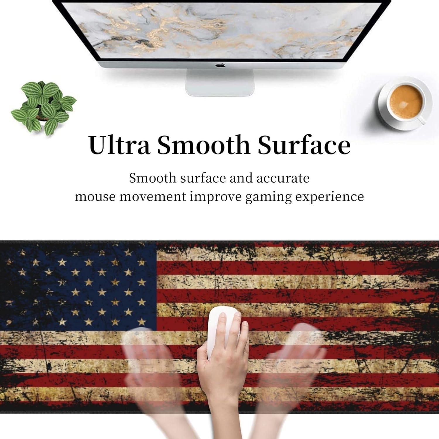 Alfombrilla de Ratón Giinly Bandera Americana 80x30cm Antideslizante