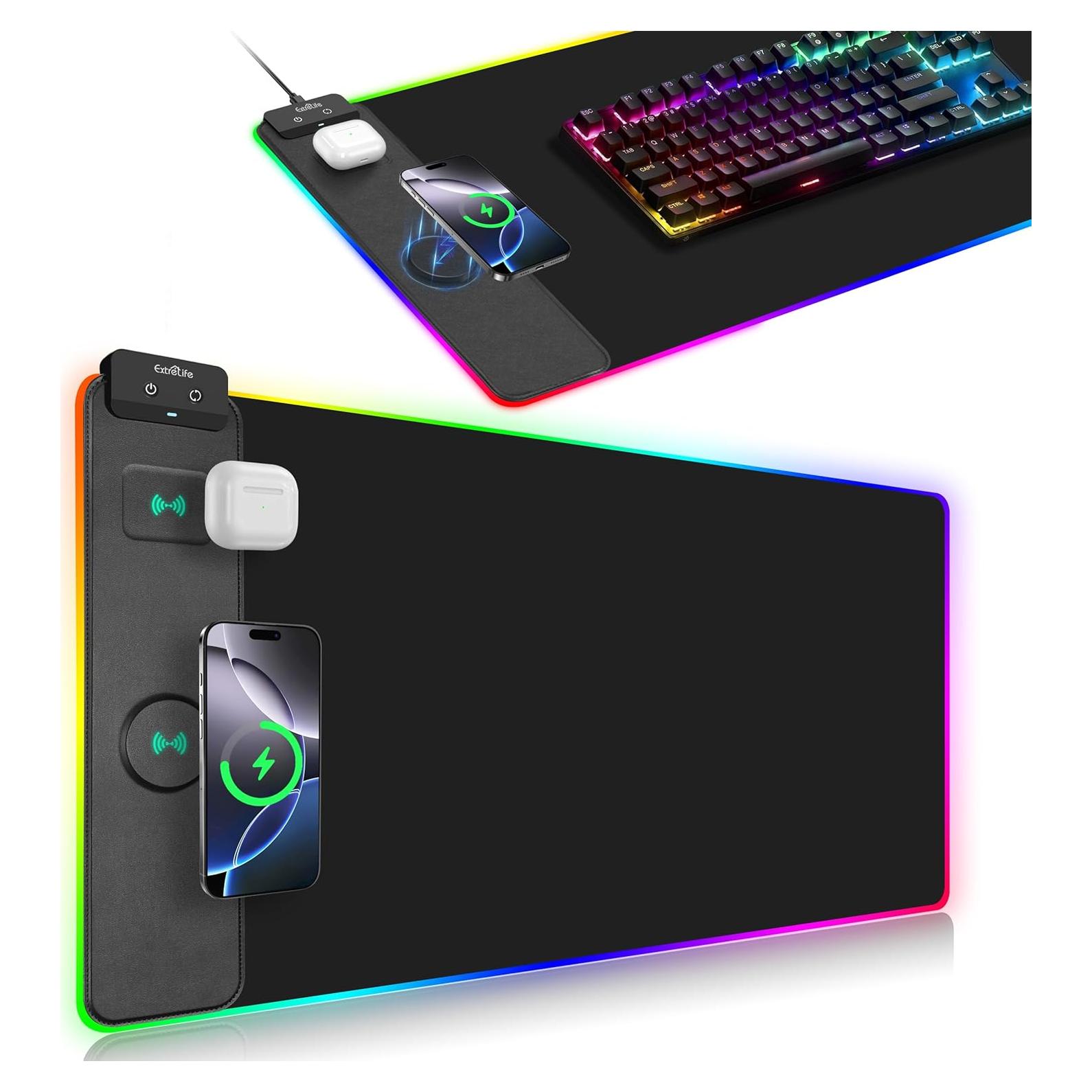 Alfombrilla de Carga Inalámbrica ExtreLife 80x40cm RGB