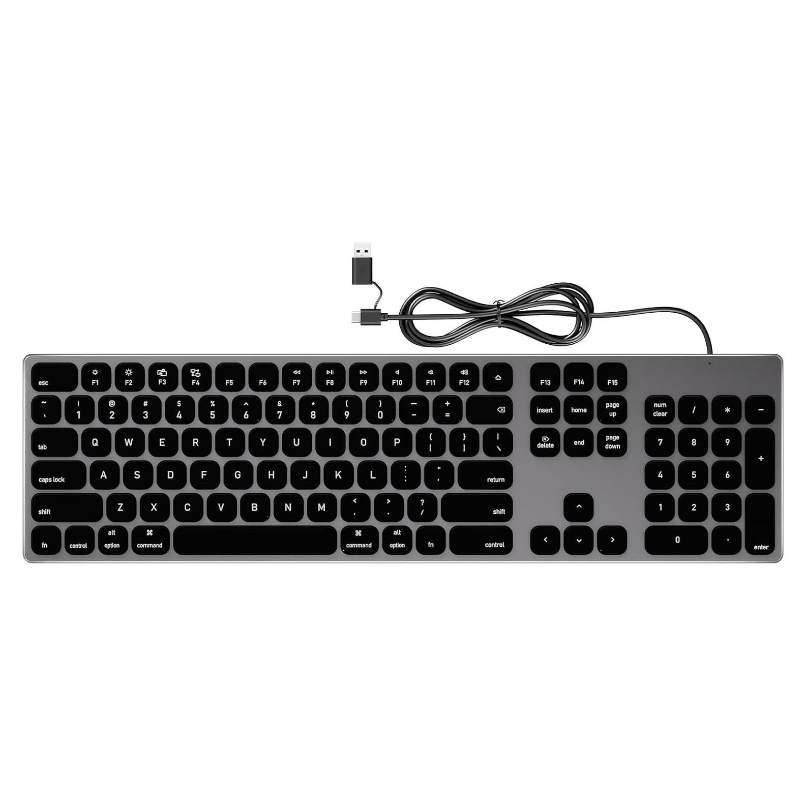 Teclado con cable Yivandi para Mac - Aluminio, 106 teclas