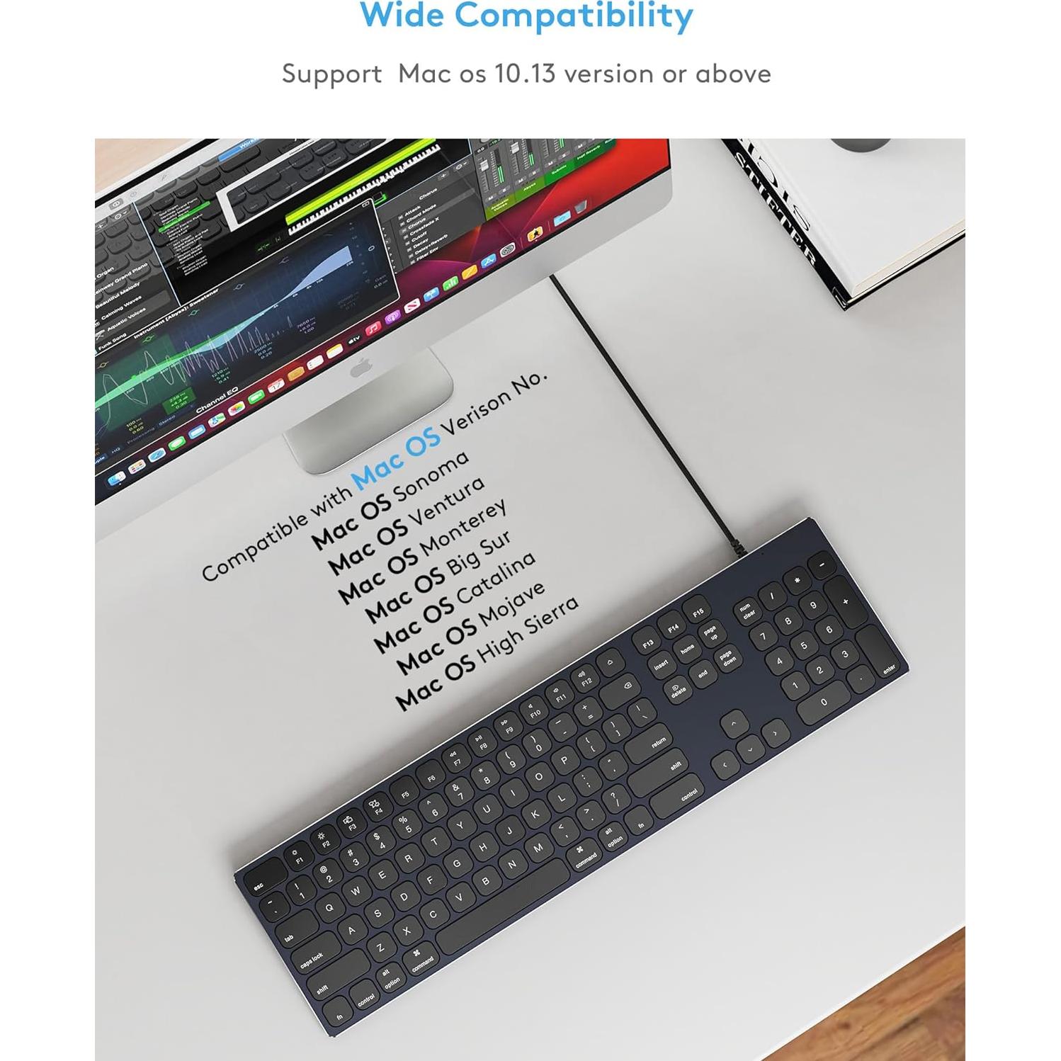 Teclado con cable Yivandi para Mac - Aluminio, 106 teclas