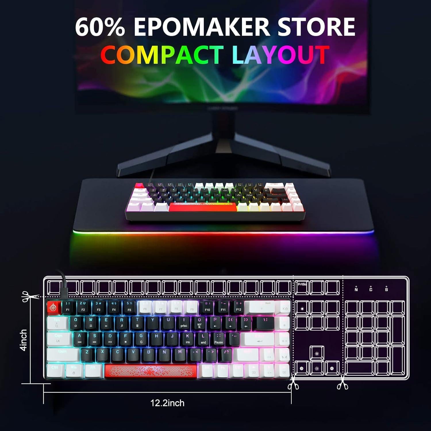 Teclado Mecánico Compacto FELiCON 68 Teclas RGB Tipo-C