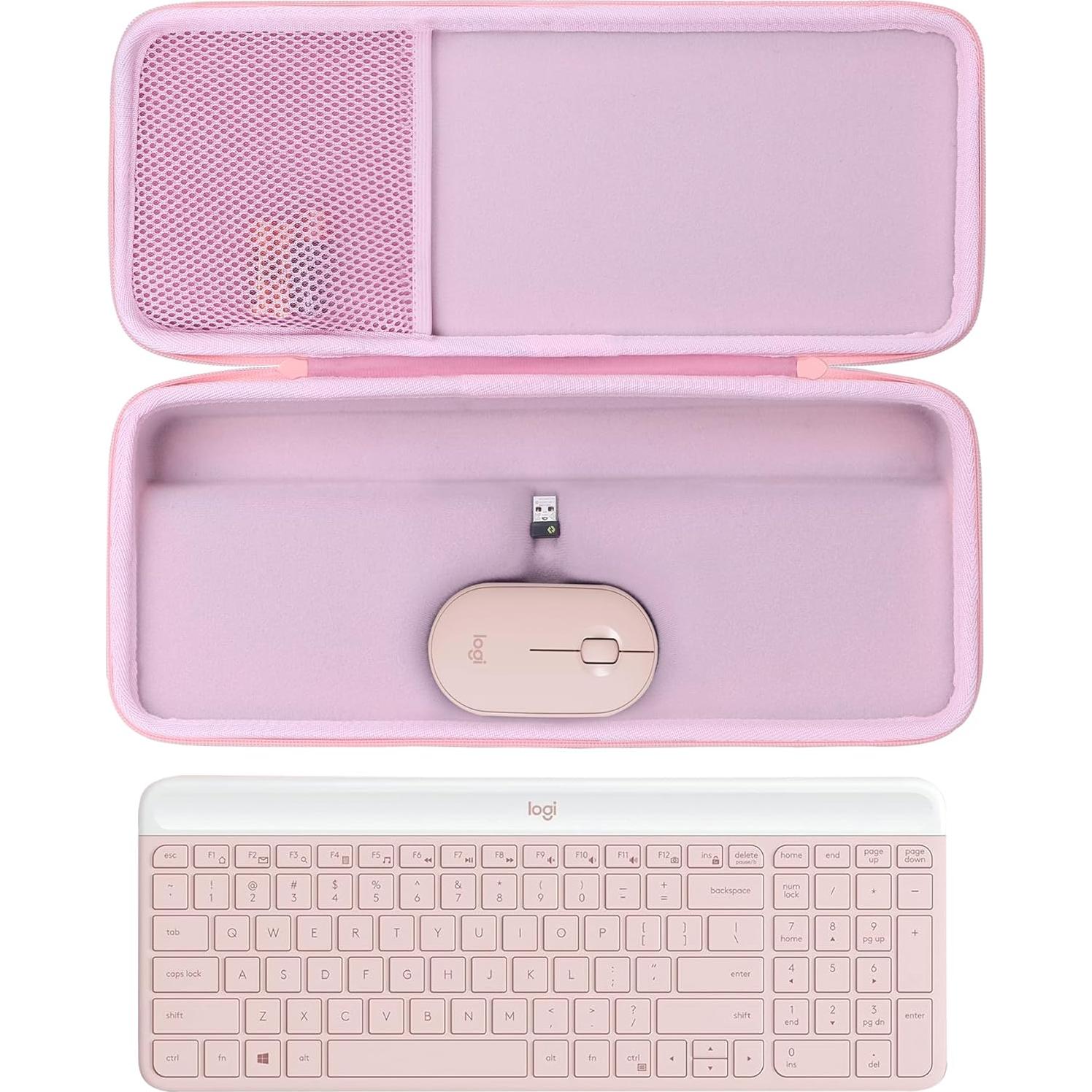 Funda Dura Lebakort Rosa para Teclado y Ratón Logitech MK470