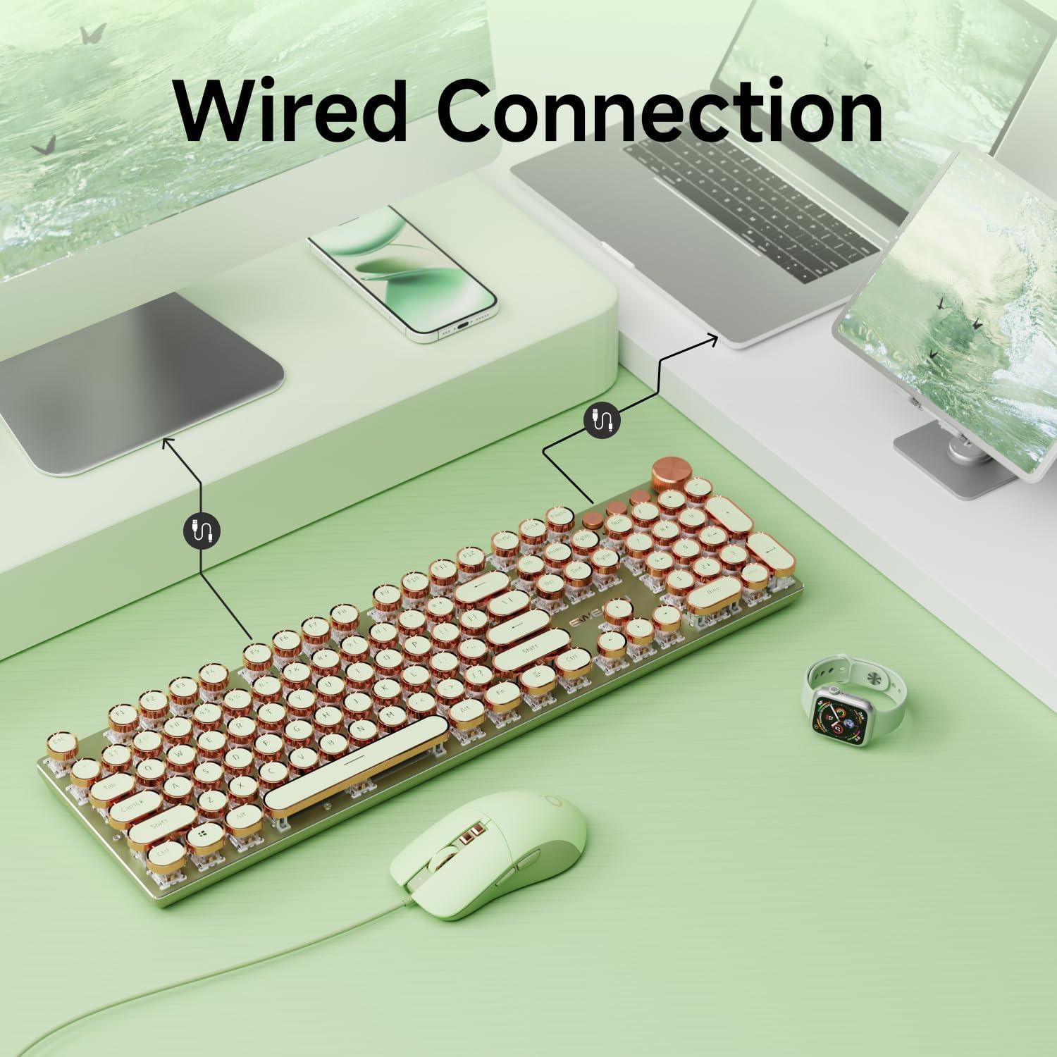 Combo Teclado Mecánico EWEADN con Ratón Cableado Verde