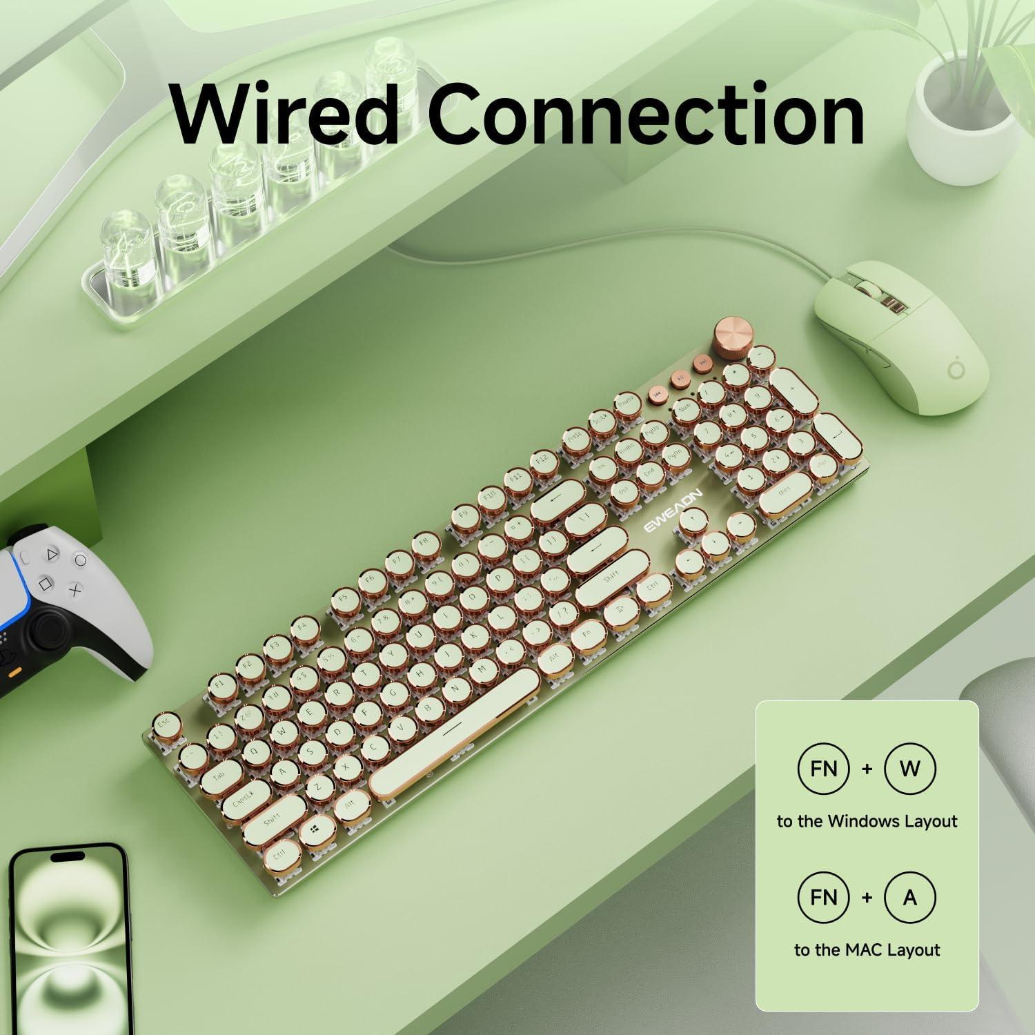 Combo Teclado Mecánico EWEADN con Ratón Cableado Verde