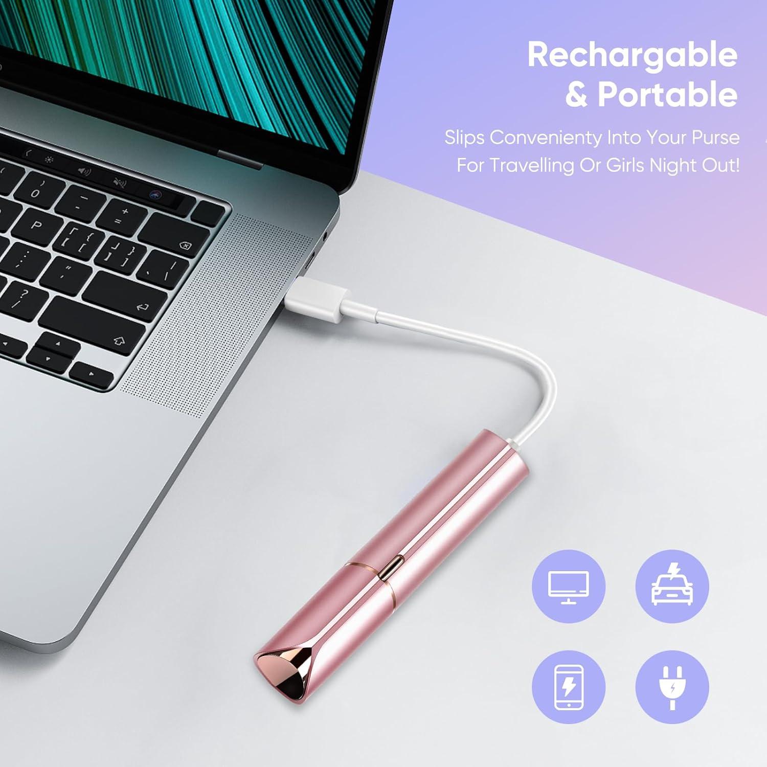 Afeitadora Facial Indolora Xinvinx Oro Rosa Recargable USB