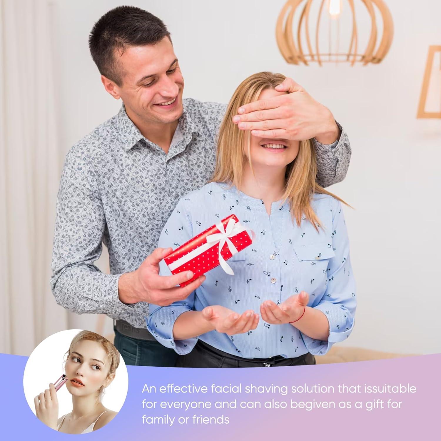 Afeitadora Facial Indolora Xinvinx Oro Rosa Recargable USB