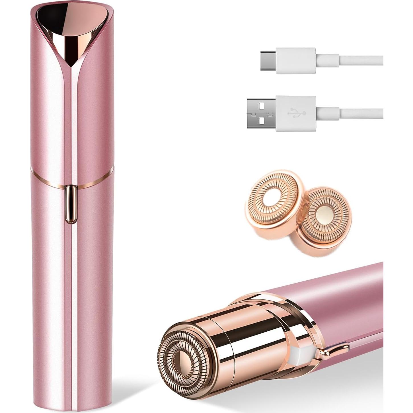 Afeitadora Facial Indolora Xinvinx Oro Rosa Recargable USB