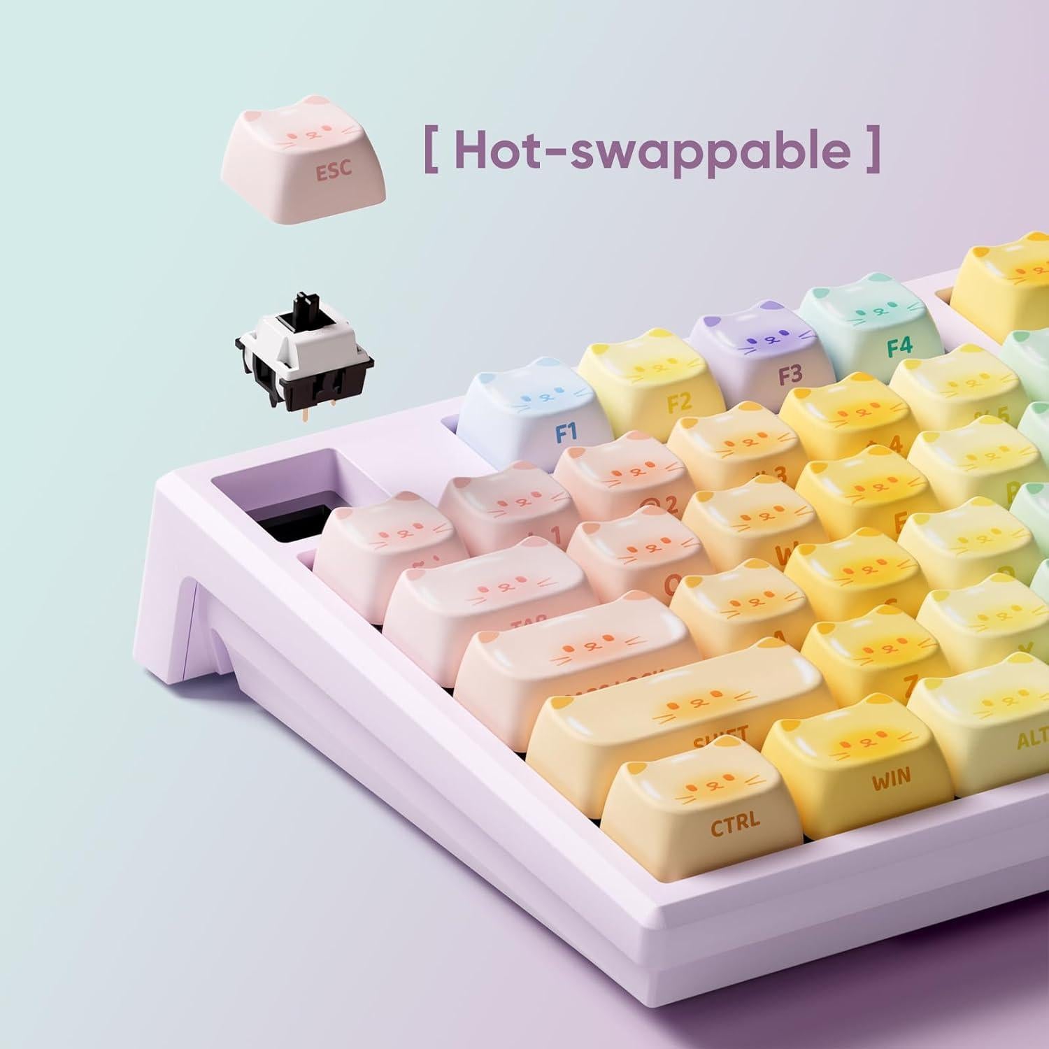 Teclado Mecánico Akko MG108B Gatos Coloridos Hot-Swappable