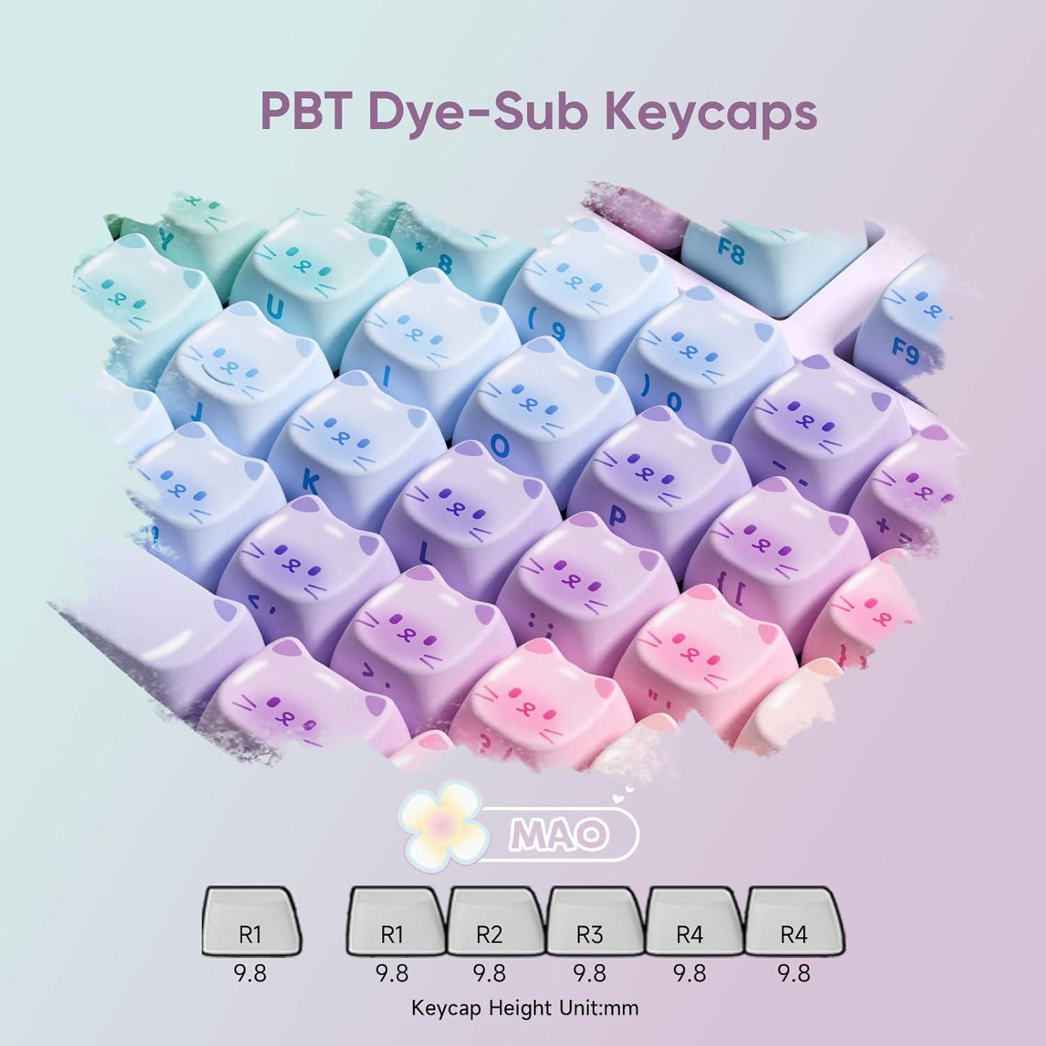 Teclado Mecánico Akko MG108B Gatos Coloridos Hot-Swappable