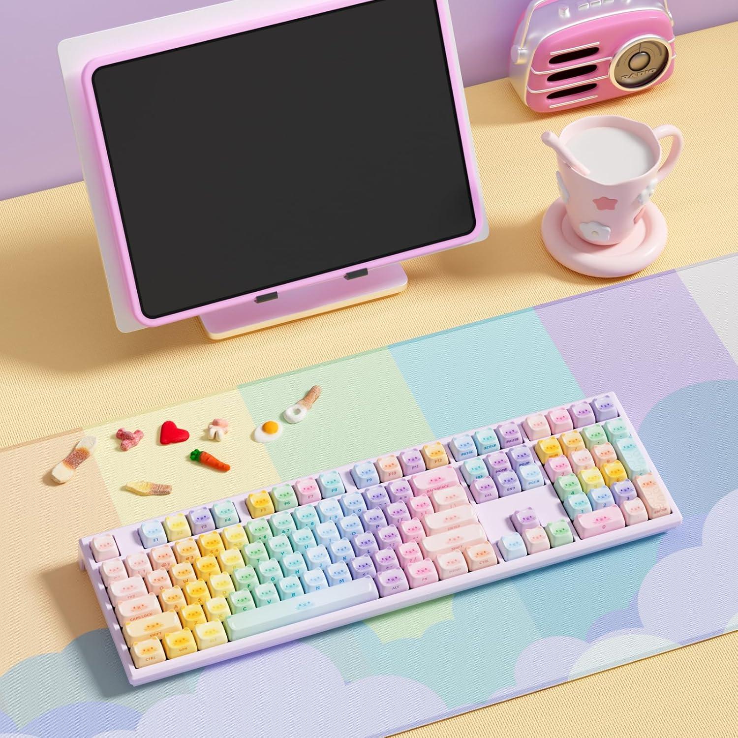 Teclado Mecánico Akko MG108B Gatos Coloridos Hot-Swappable