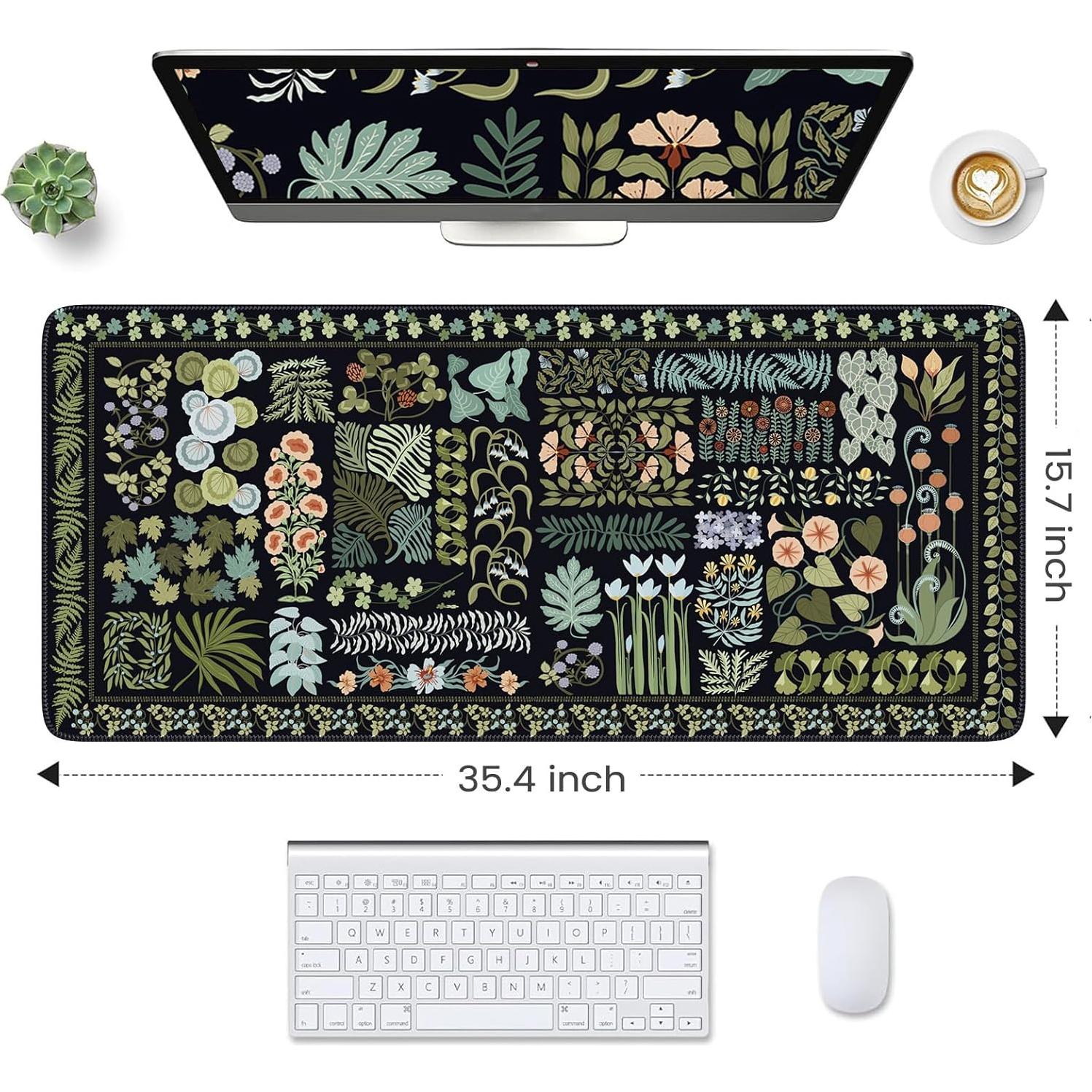 Alfombrilla de Ratón HAOCOO XXL Floral Antideslizante 90x40cm