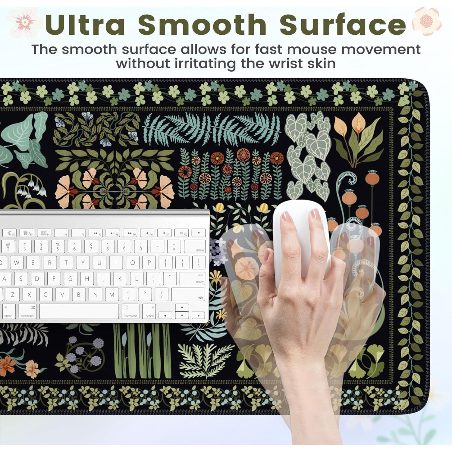 Alfombrilla de Ratón HAOCOO XXL Floral Antideslizante 90x40cm