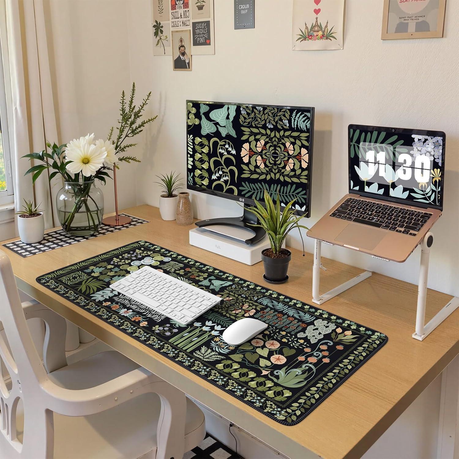 Alfombrilla de Ratón HAOCOO XXL Floral Antideslizante 90x40cm