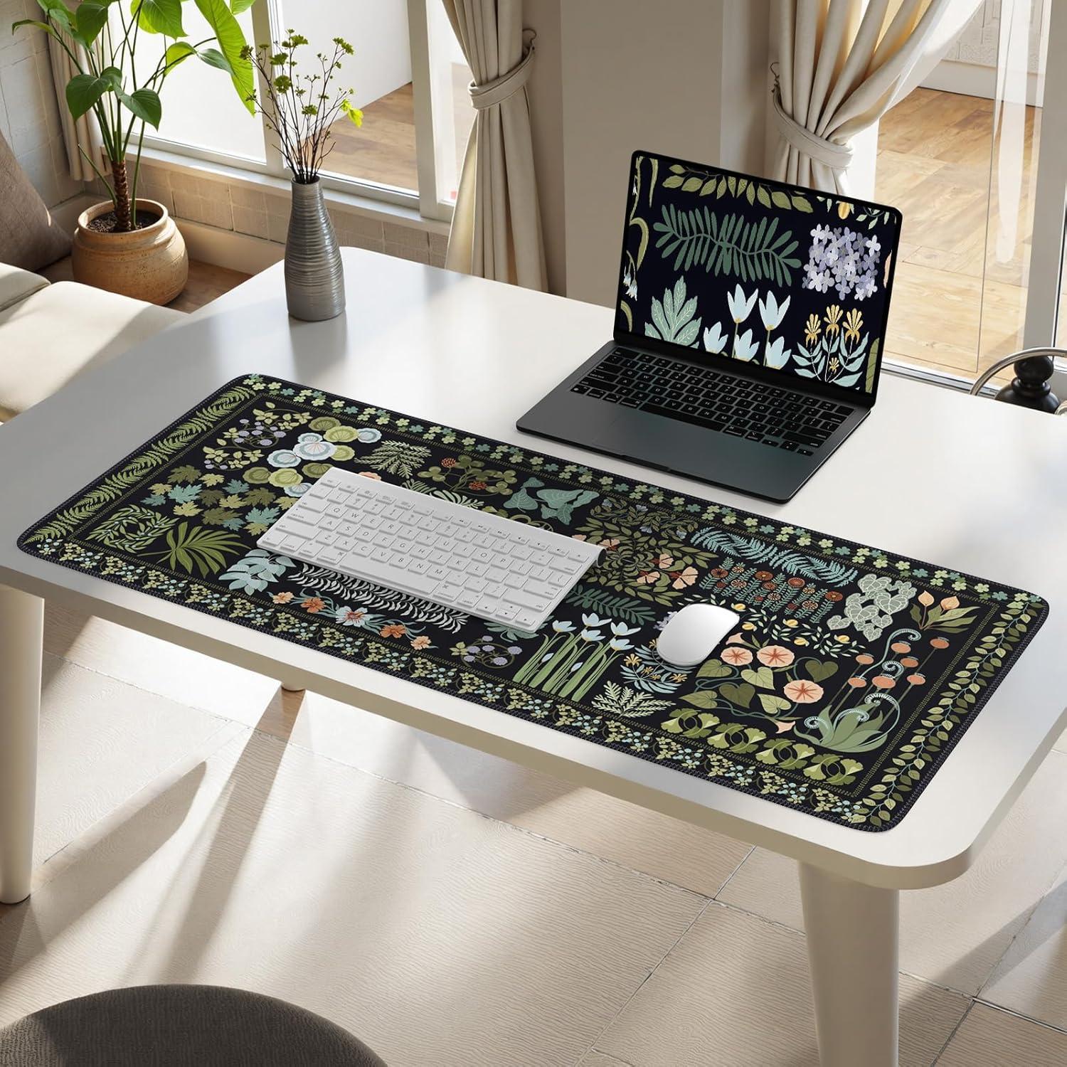 Alfombrilla de Ratón HAOCOO XXL Floral Antideslizante 90x40cm