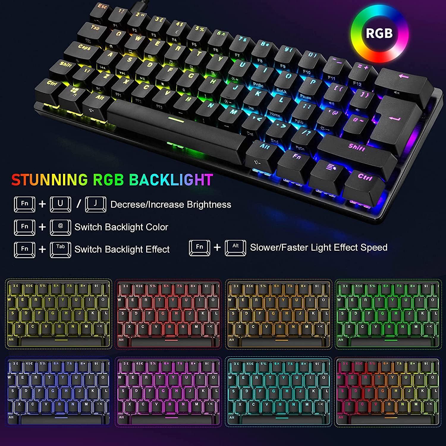 Combo Teclado Mecánico y Ratón Gaming LexonElec RGB 61 Teclas