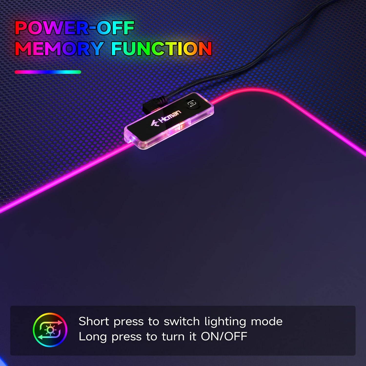 Alfombrilla de Ratón RGB Hcman XXL 80x30.5cm con Luz LED