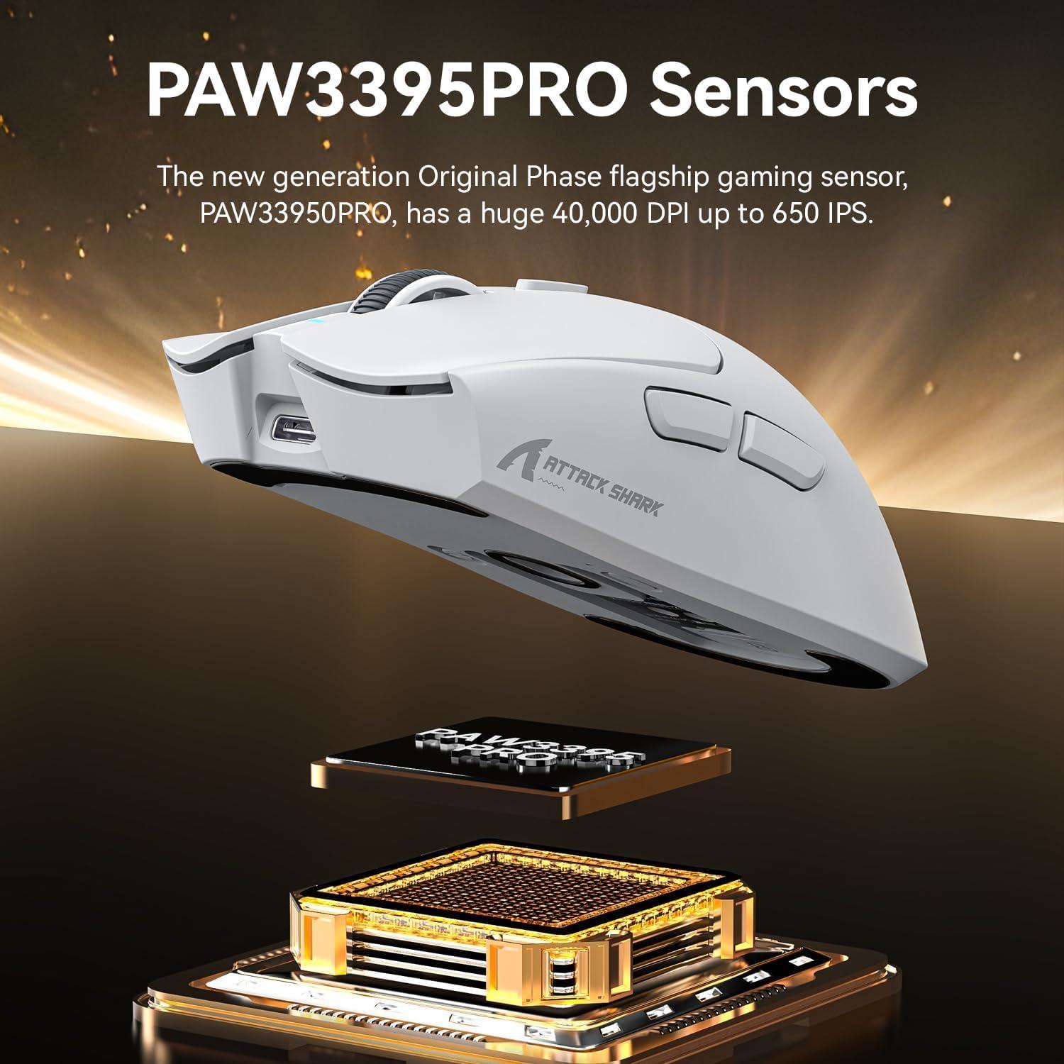 Ratón Gaming Inalámbrico ATTACK SHARK X1 40000DPI RGB Blanco