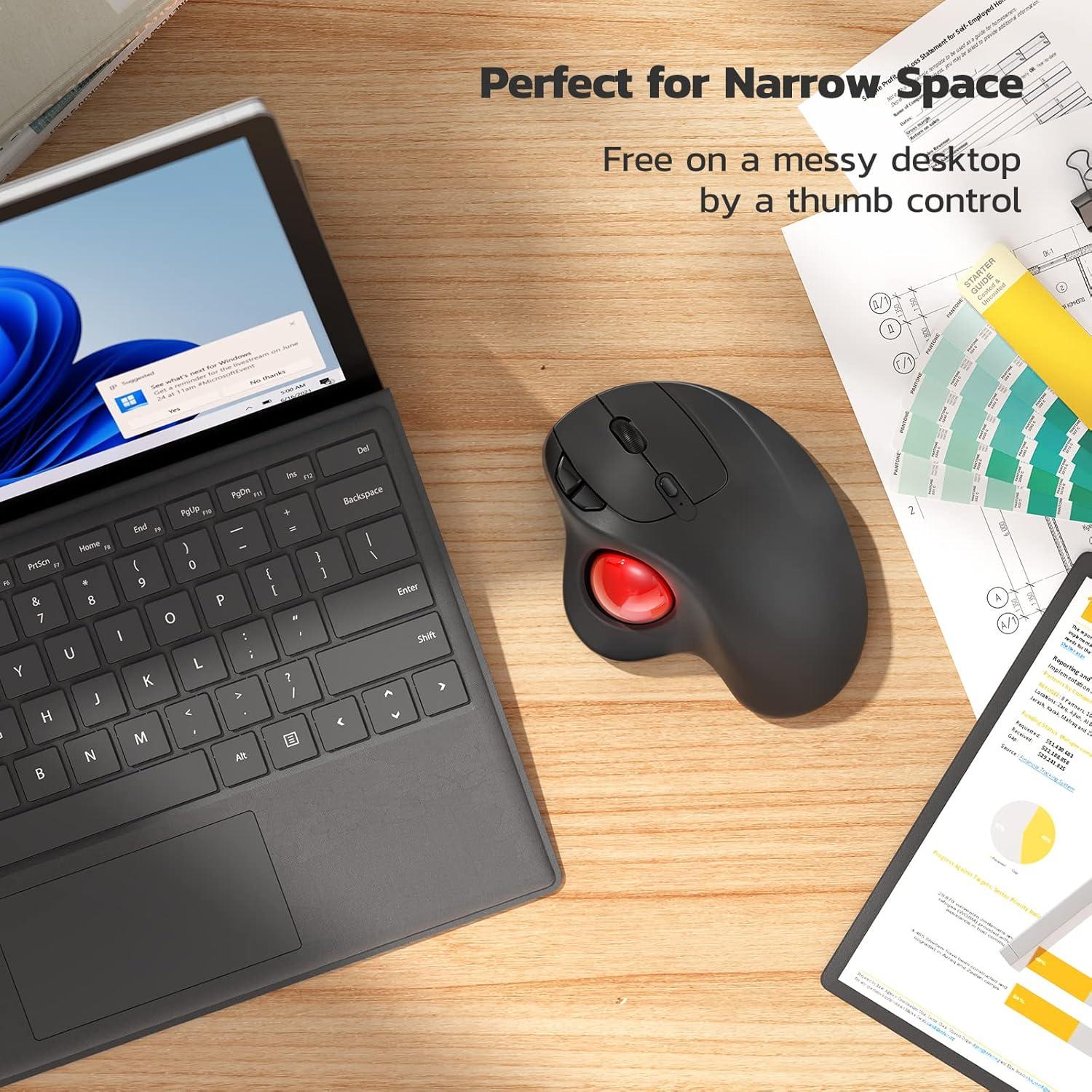 Ratón Trackball Inalámbrico Nulea M501 Ergonómico Rojo