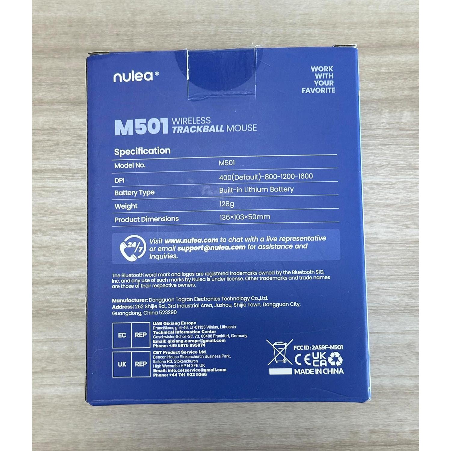 Ratón Trackball Inalámbrico Nulea M501 Ergonómico Rojo