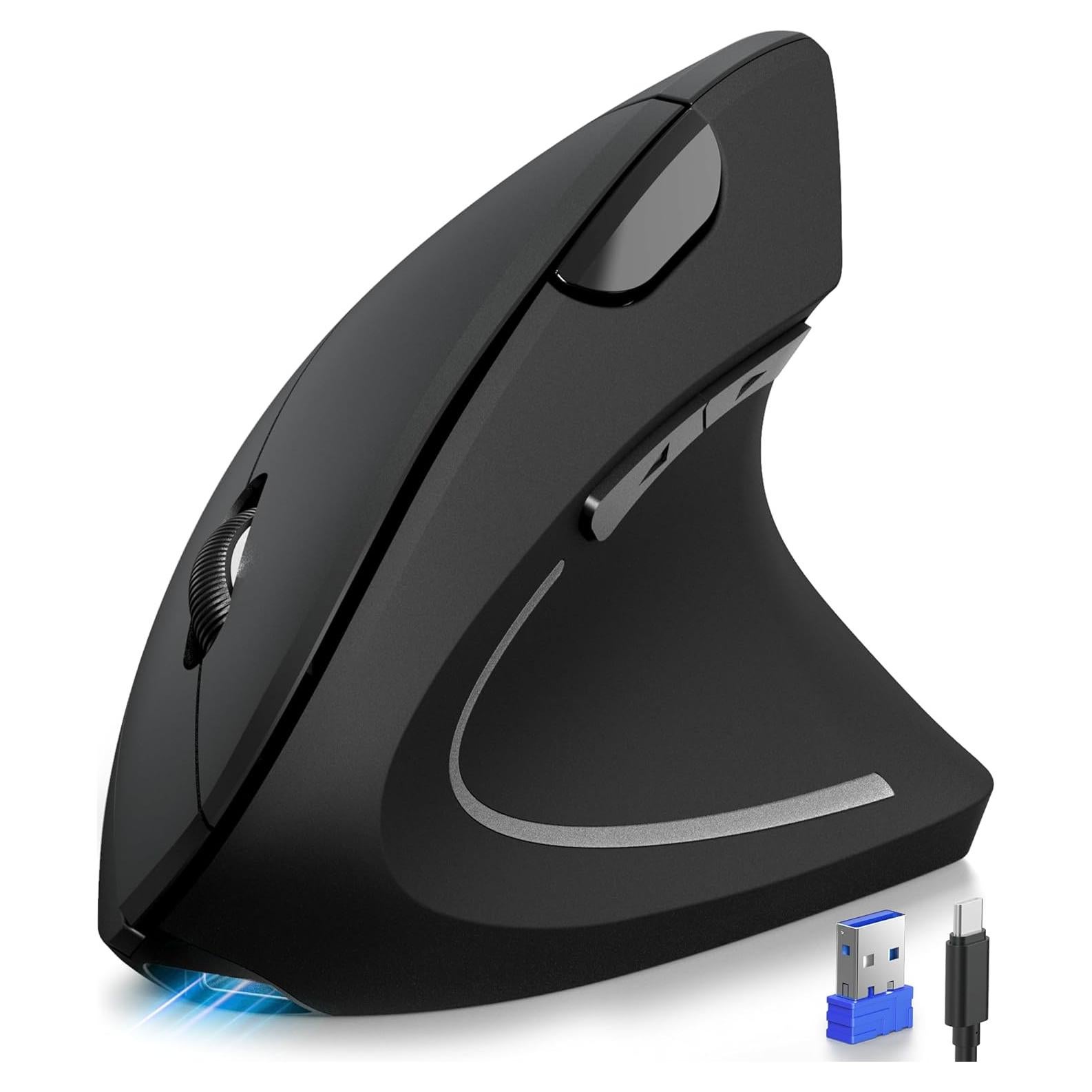 Ratón Ergonómico TECKNET Recargable Inalámbrico 6 DPI Negro