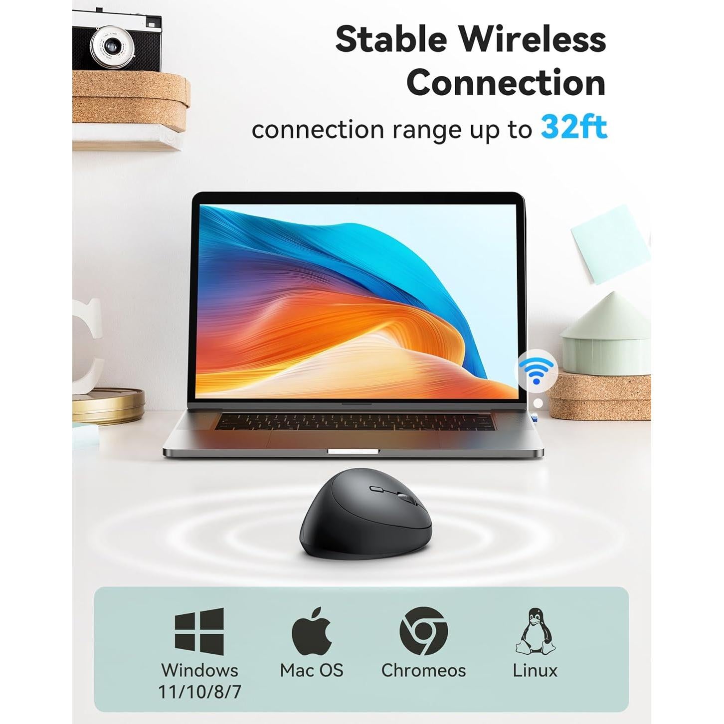 Ratón Ergonómico TECKNET Inalámbrico 4800 DPI Negro