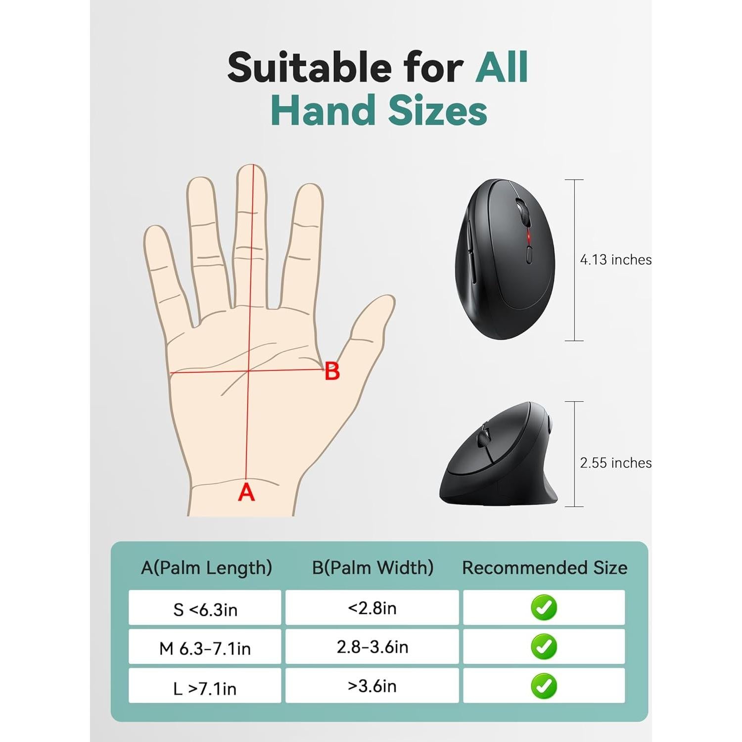 Ratón Ergonómico TECKNET Inalámbrico 4800 DPI Negro