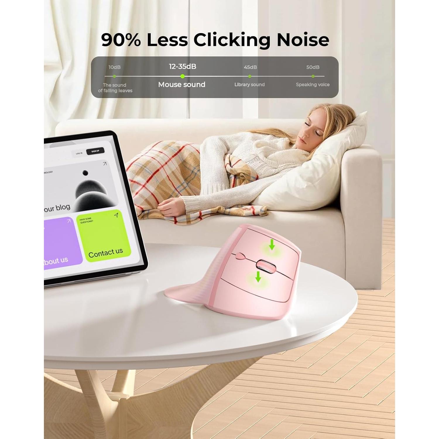 Ratón Ergonómico Inalámbrico seenda Rosa Vertical Recargable