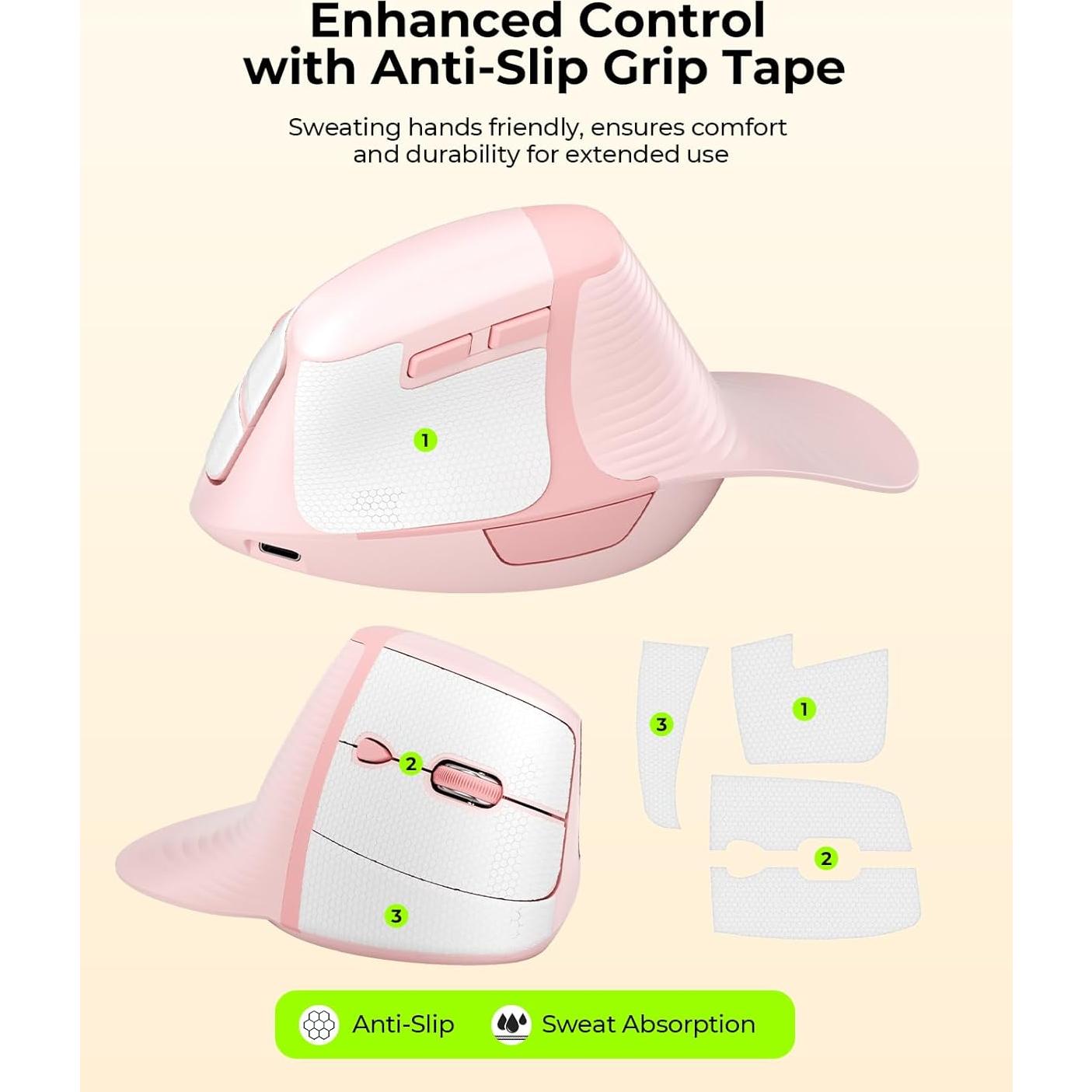 Ratón Ergonómico Inalámbrico seenda Rosa Vertical Recargable