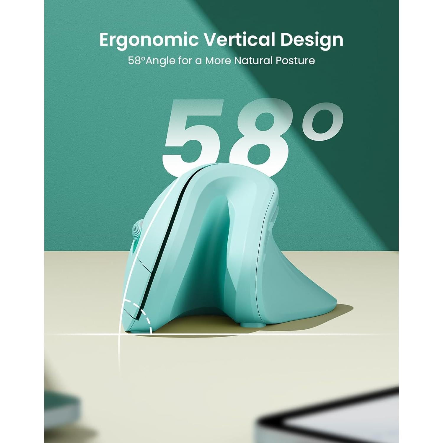 Ratón Vertical Ergonómico seenda Bluetooth + USB Verde Menta