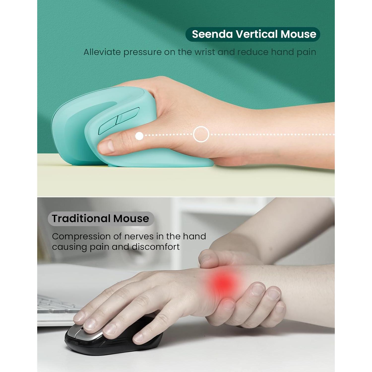 Ratón Vertical Ergonómico seenda Bluetooth + USB Verde Menta