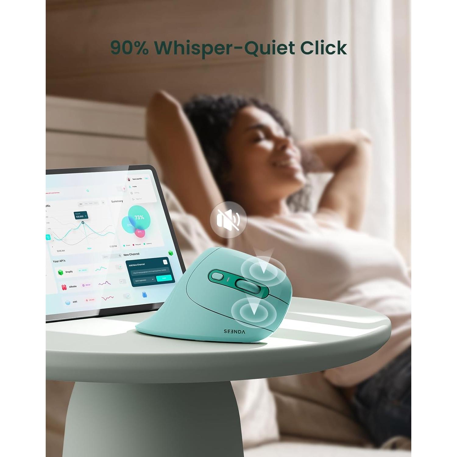 Ratón Vertical Ergonómico seenda Bluetooth + USB Verde Menta