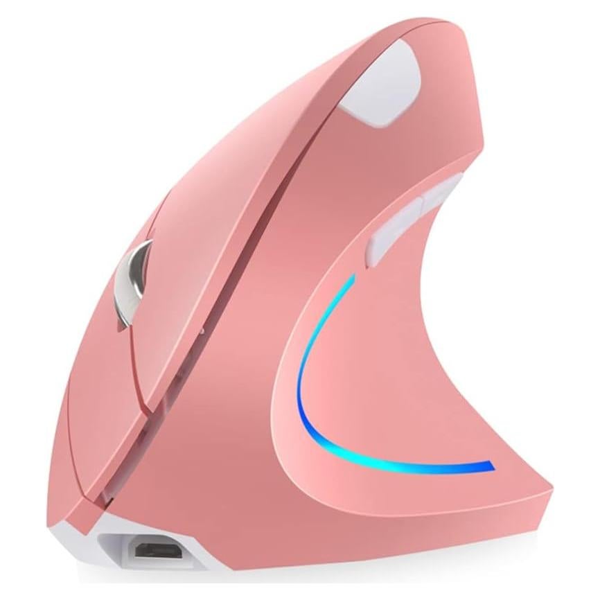 Ratón Vertical Ergonómico Inalámbrico Attoe Rosa 2.4GHz 4 DPI
