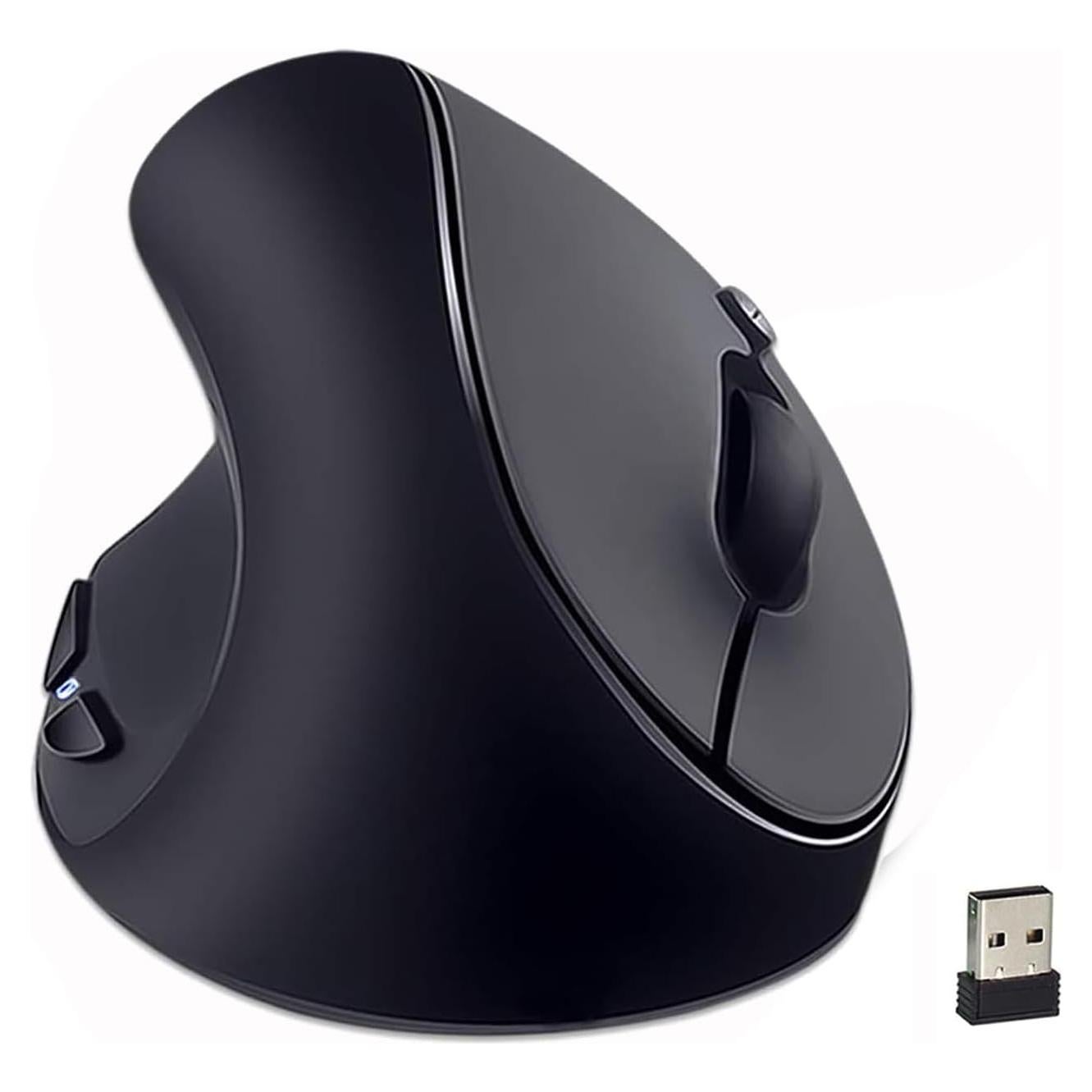 SUNGI Left-Handed Mouse,2.4GHz Ergonomic Vertical DPI 800/1200/1600 Wireless Mouse with USB Receiver for Left Hand,Black