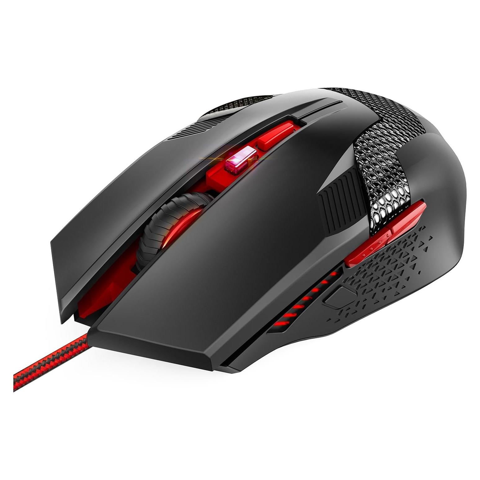 Ratón Gaming TECKNET USB 8000 DPI 6 Botones RGB Rojo
