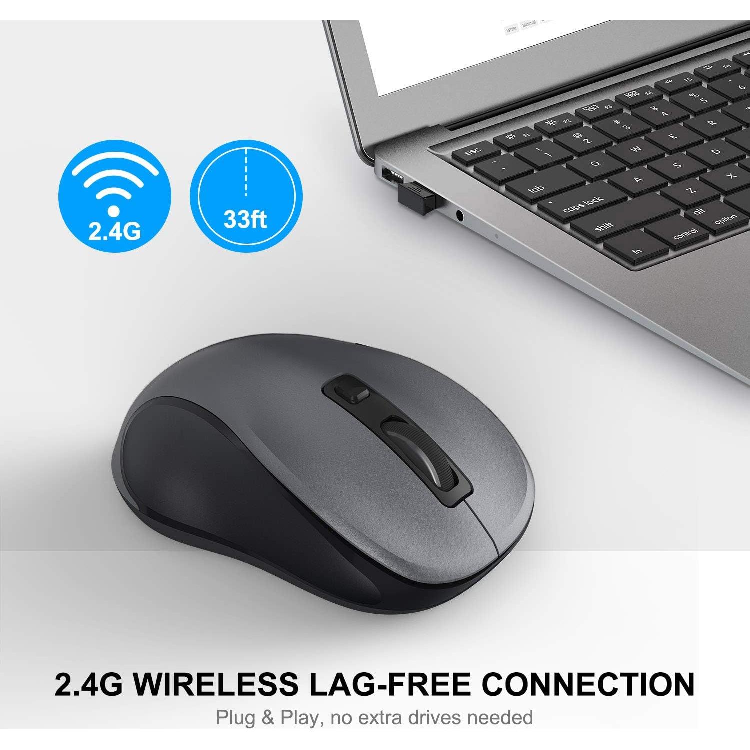 Ratón Inalámbrico WisFox Ergonómico 2.4G 6 Botones Gris