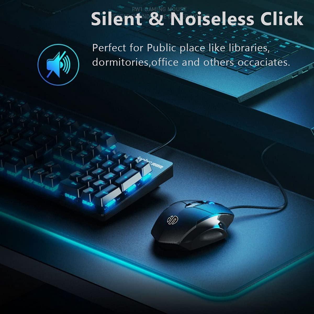 Ratón USB con cable Censprin ergonómico 1200 DPI clic silencioso