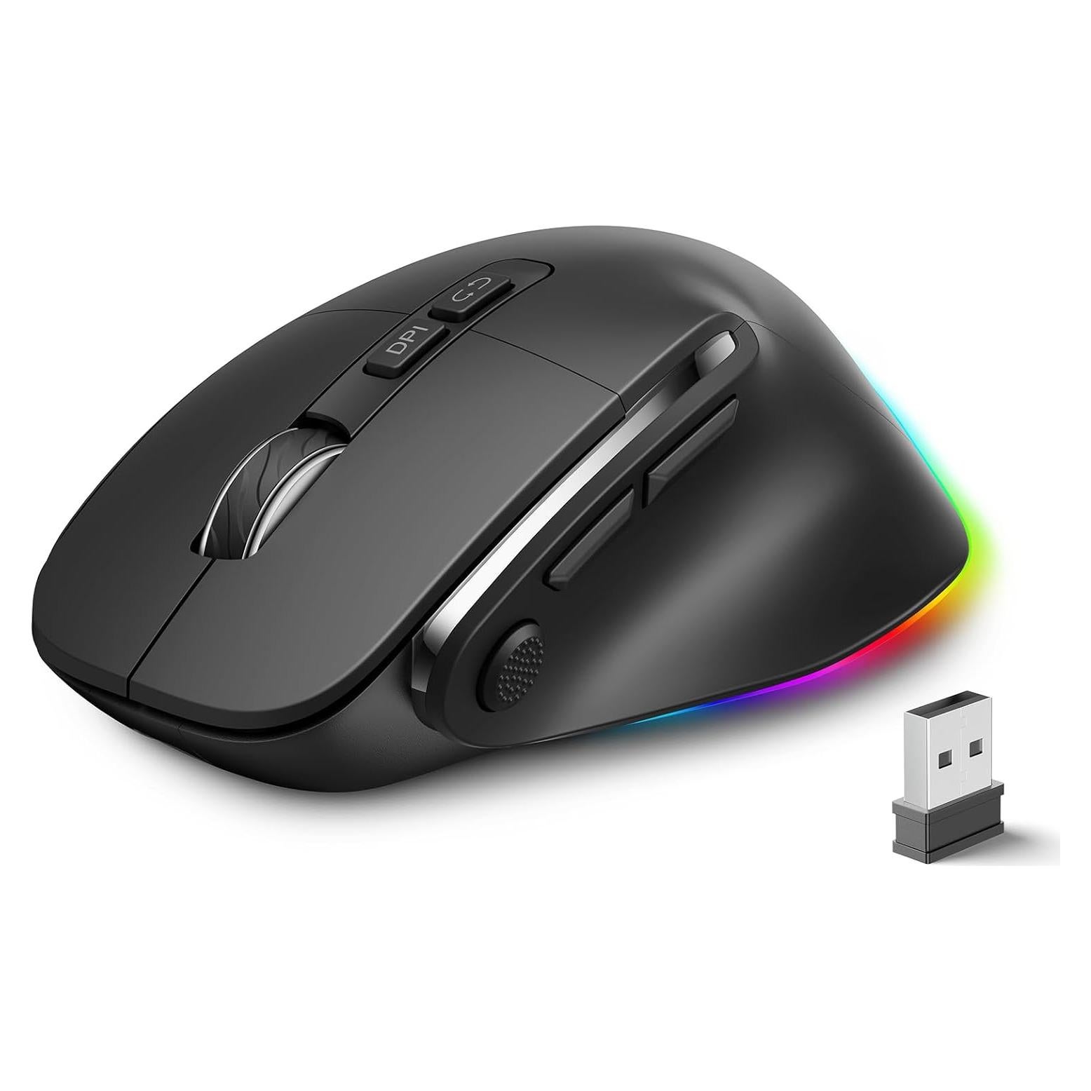 Ratón Ergonómico Recargable Ghajz 4800DPI Inalámbrico 3 en 1