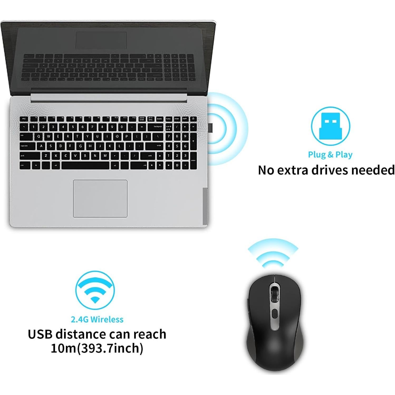 Ratón Inalámbrico ACOZYKITTEN 2400 DPI Silencioso Ergonómico