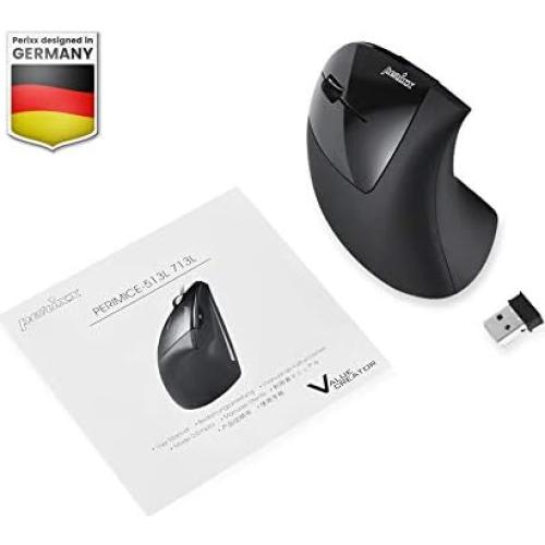 Ratón Vertical Ergonómico Inalámbrico Perixx PERIMICE-713L para Zurdos