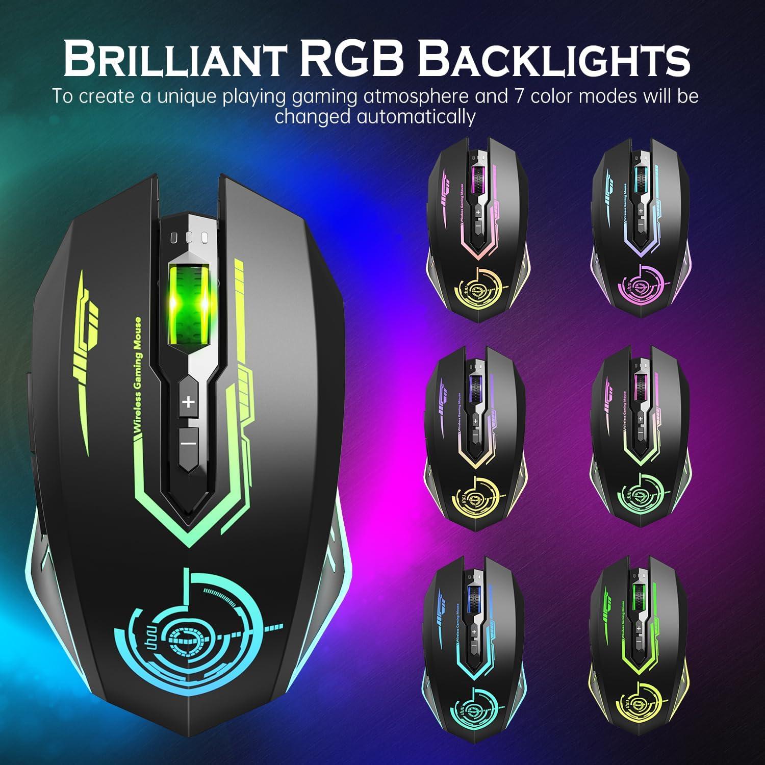Ratón Gaming Inalámbrico UHURU WM-02 12000 DPI 7 Botones RGB