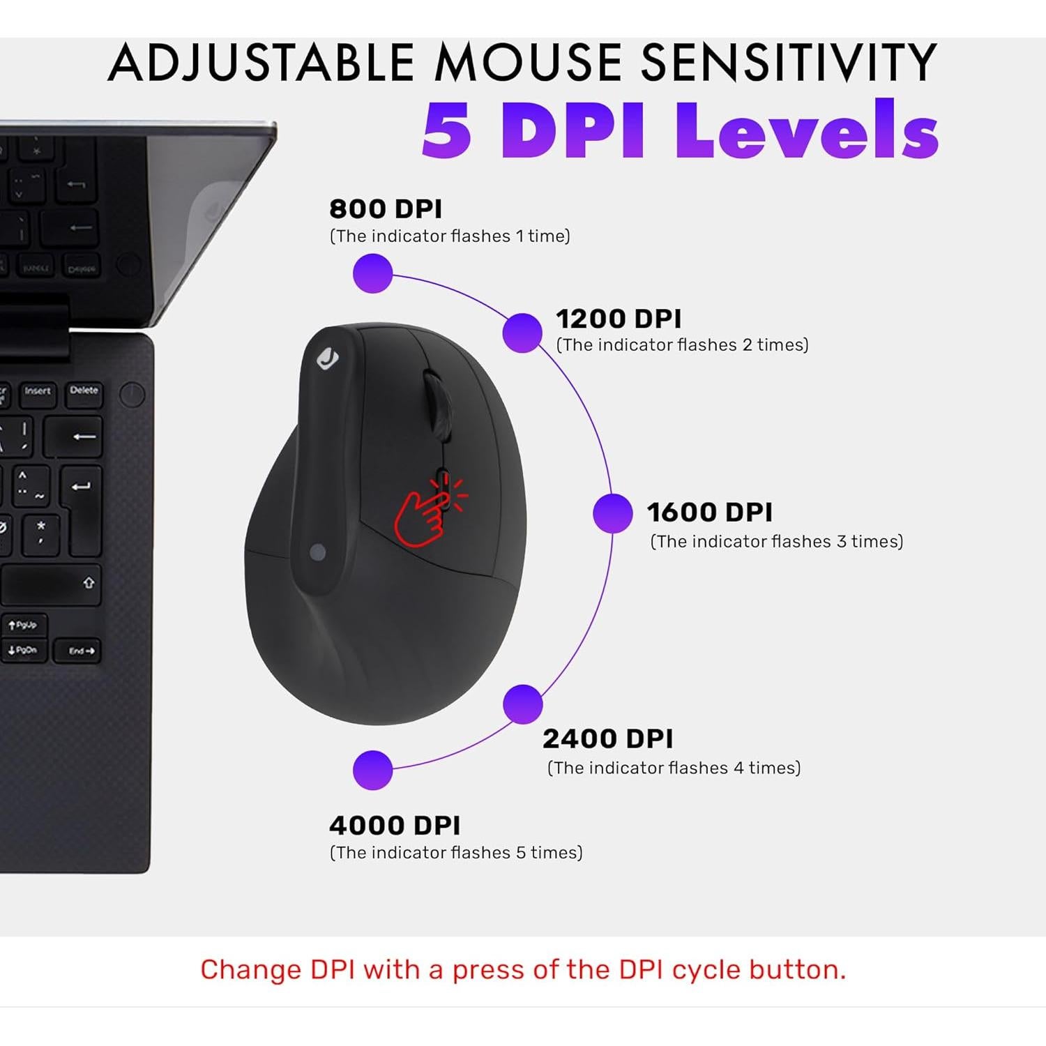 Ratón Inalámbrico Ergonómico Vertical J-Tech Digital Negro